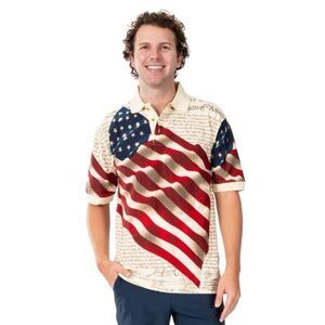American Summer Declaration of Independence American Flag Polo NEW Size XXL